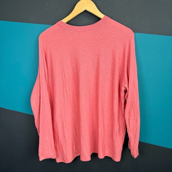 Eileen Fisher Coral Long Sleeve Top size Large Organic linen cotton Large - Picture 3 of 7